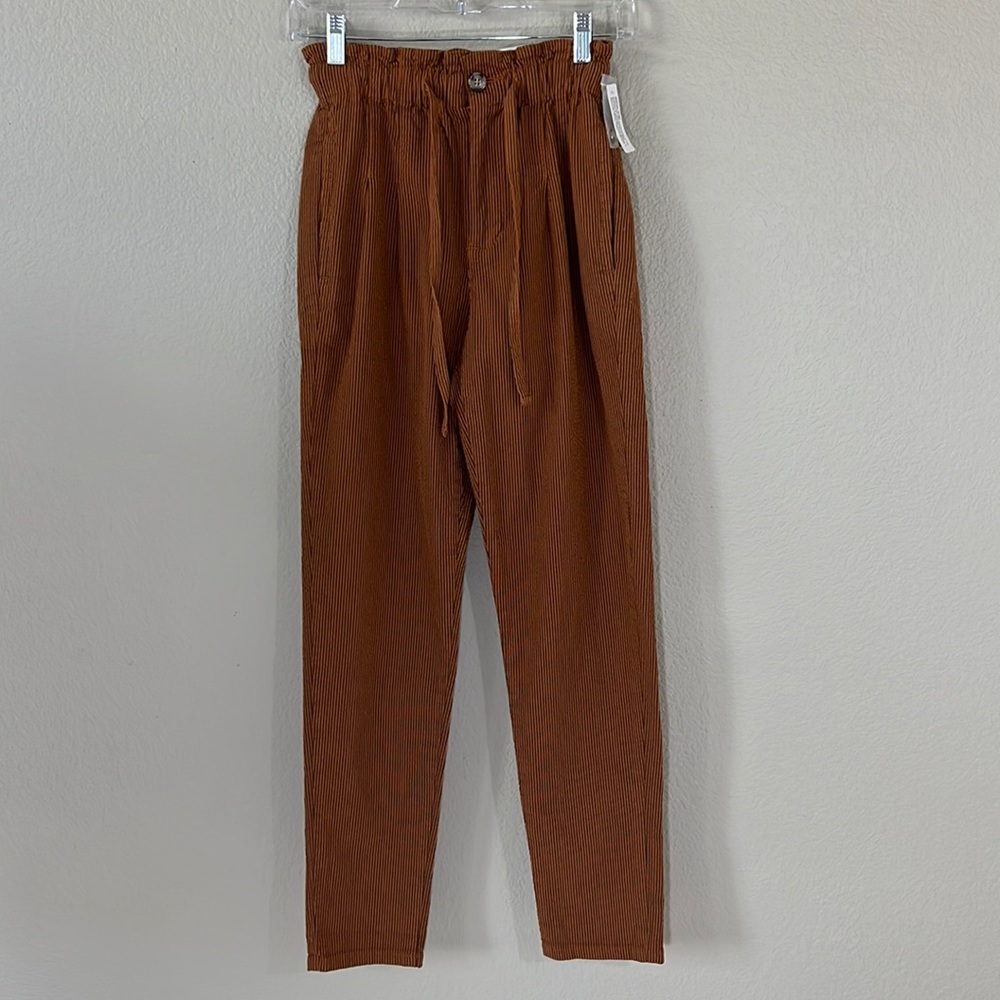 NWT Arizona Jean Co Striped High Waisted Paper Bag Pant